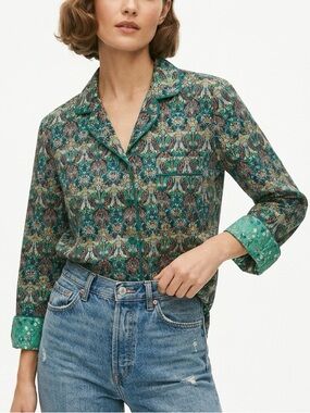 Antonio Melani Liberty Print Pajama Top S Button Up Luxe Sleepwear
